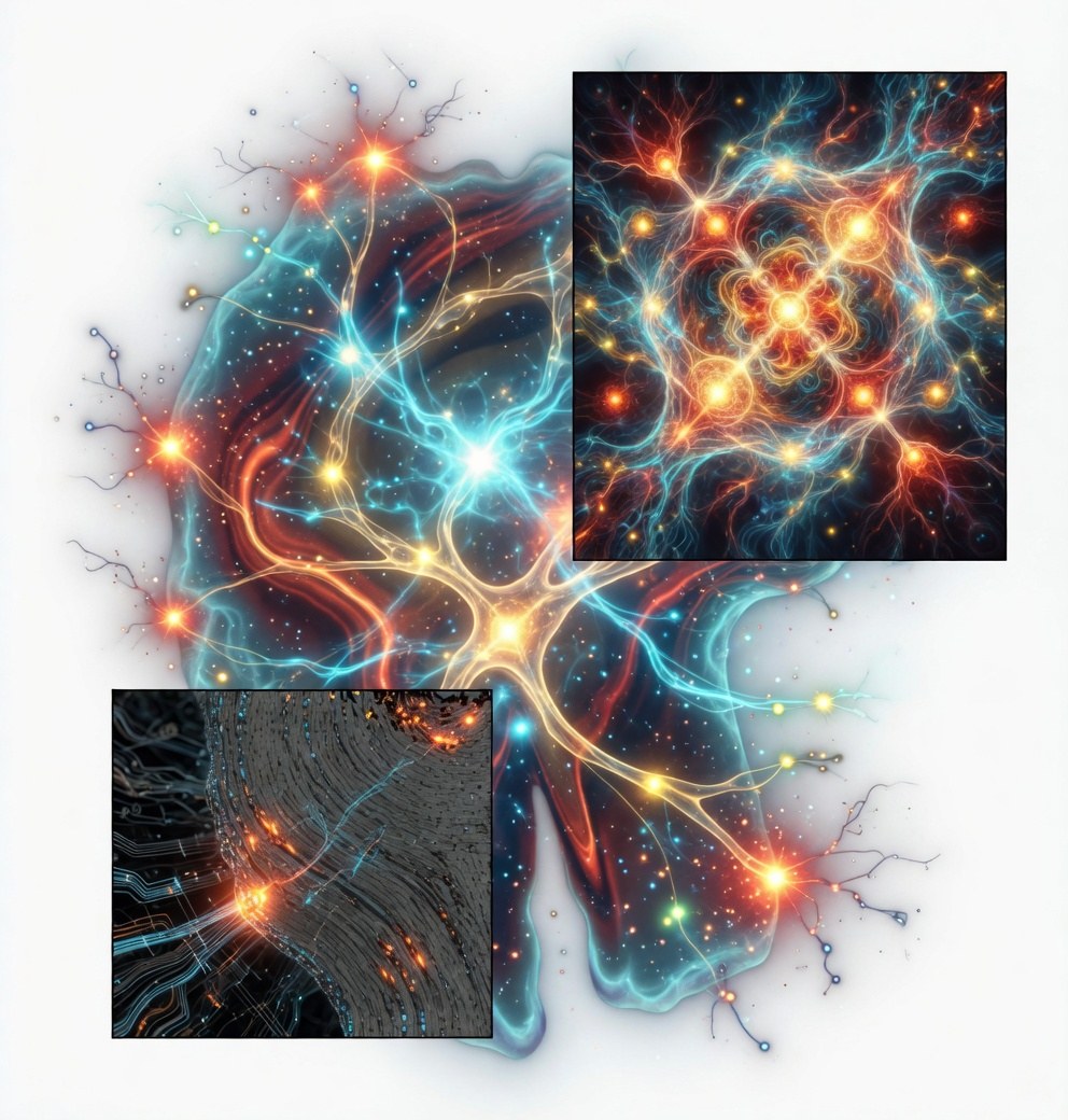 Proprioceptive AI — neural network with behavioral signal, cluster activity, and routing tracts