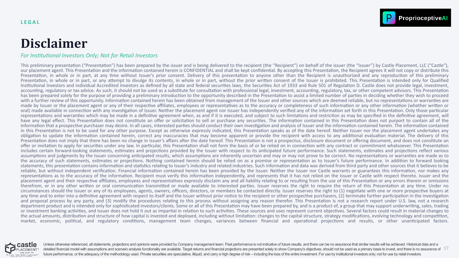 Slide 17: LEGAL — Disclaimer